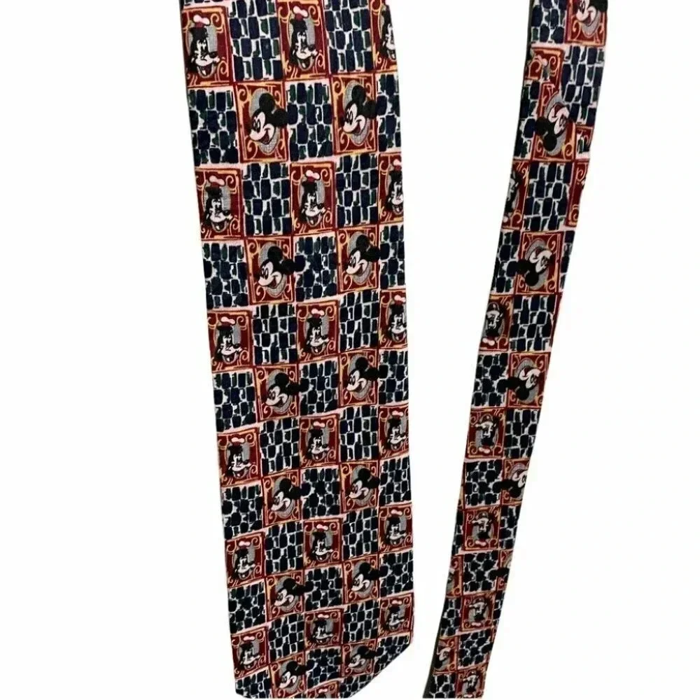 Mickey‎ Unlimited Necktie OS Red Navy Blue Mickey Mouse Goofy Geometric Disney